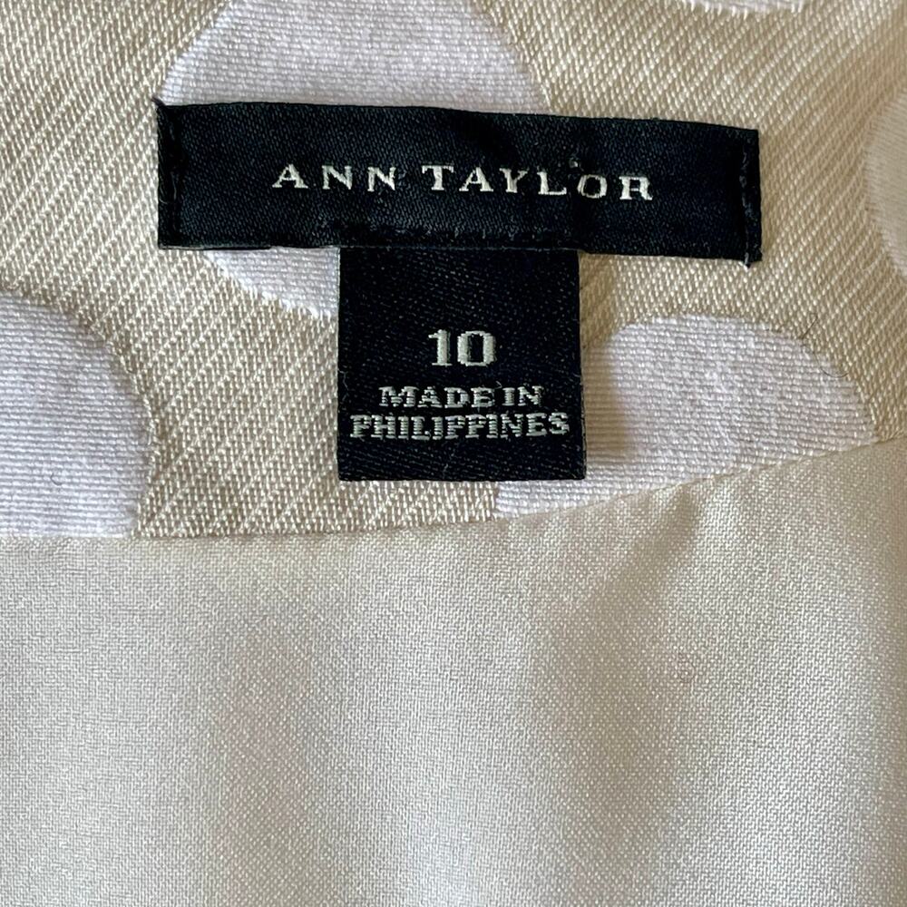 Ann Taylor Cream Tan Beige White Polka Dot Sleeveless Sheath Career Dress Sz 10 - Picture 5 of 5